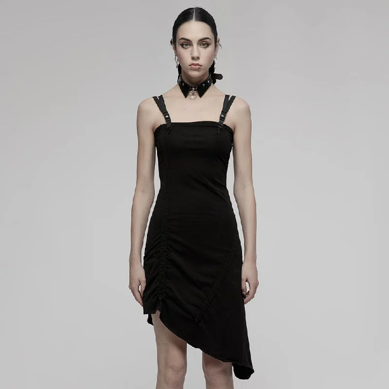 Trendy Athleisure Clothing For Women Women's Punk Side Slit Slip Dress with Choker