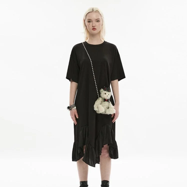 Women's Clothing Sets Women's Punk Vintage Ruffles Maxi Black Little Dress