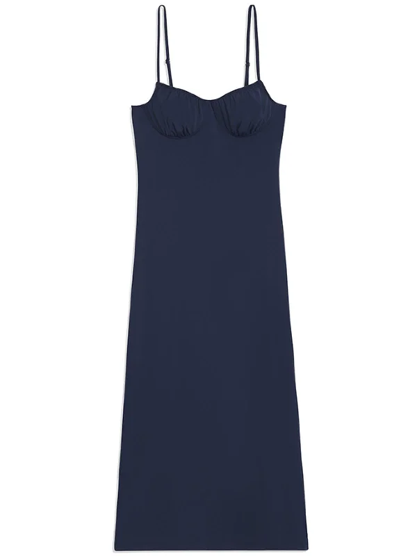 Women's Holiday Clothing Womens Ruched Sleeveless Slip Dress