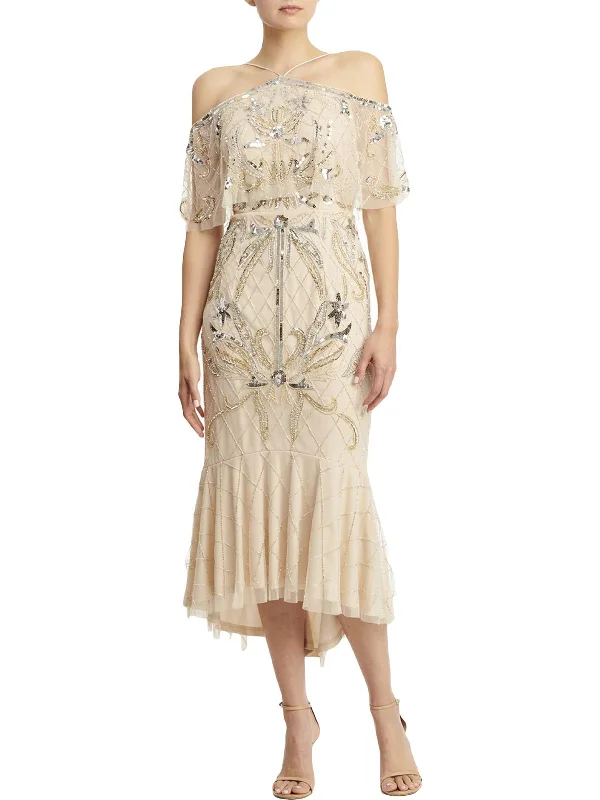 Charming Women's Clothes For Special Events Womens Sequined Midi Cocktail Dress