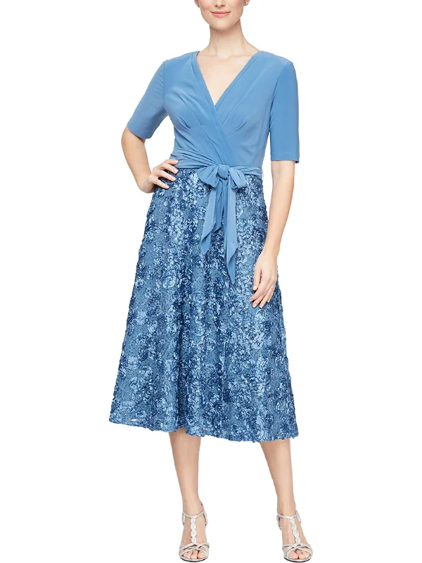 Women's Formal Clothes Womens Sequined Rosette Cocktail Dress