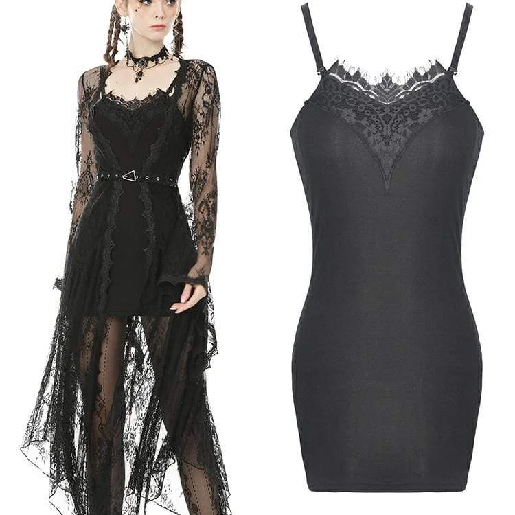 Affordable Trendy Clothes For Women Women's Sexy Slim-fitted Black Lace Bodycon Dress(not Including Lace Cape) Affordable Trendy Clothes For Women Women's Sexy Slim-fitted Black Lace Bodycon Dress(not Including Lace Cape)