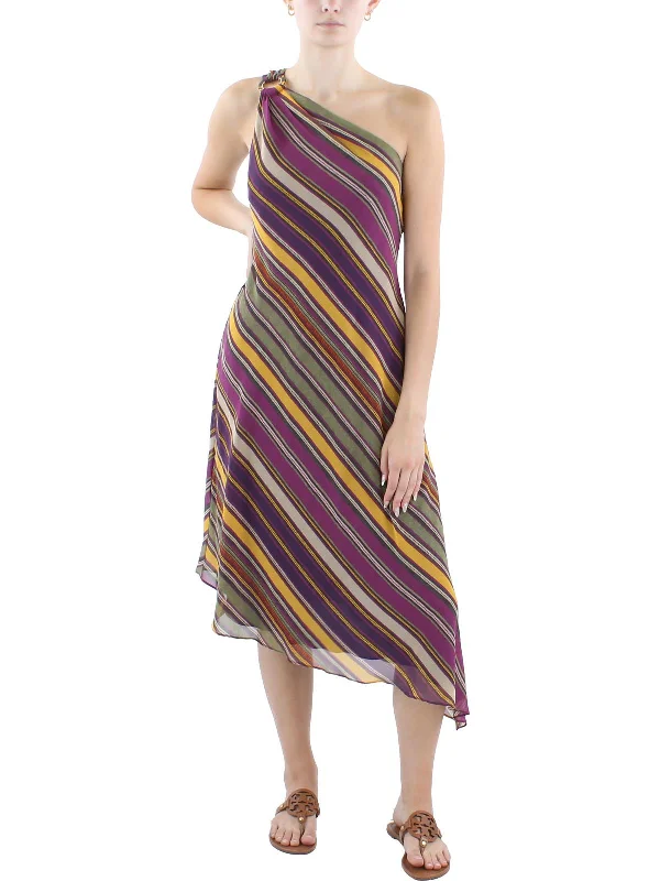 Holiday Gift Guide Sale Womens Striped Tea Length Slip Dress