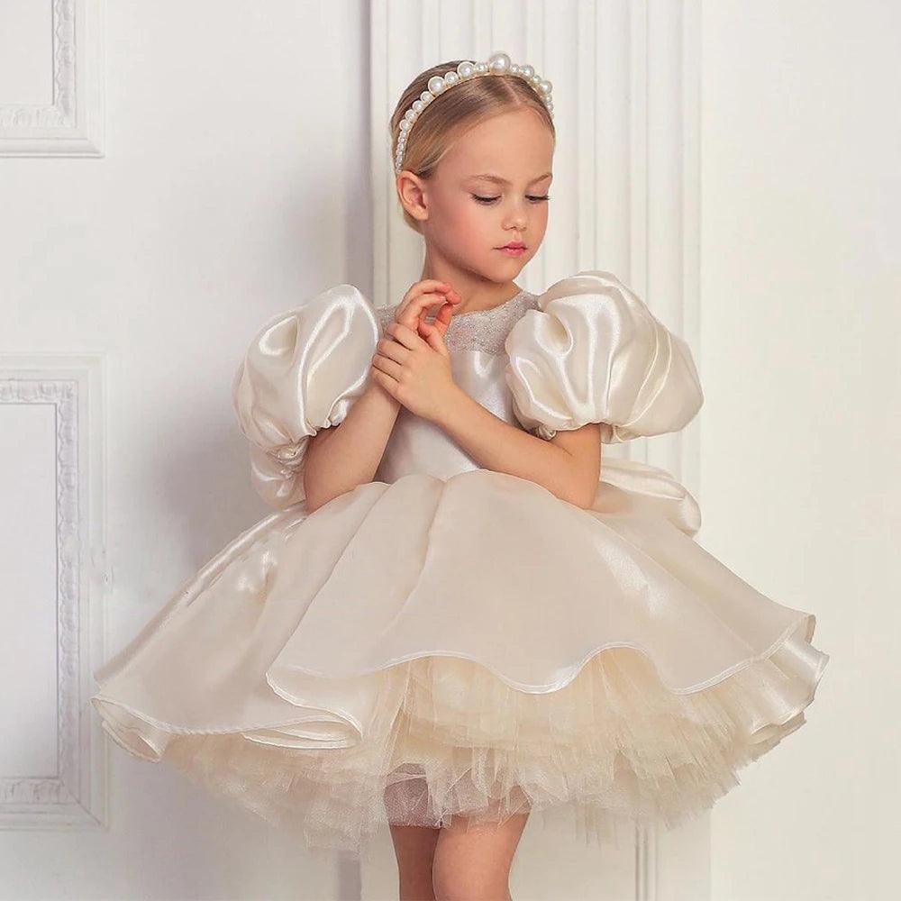 Luxury Women's Clothing Puff-Sleeve Flower Girl Dress for First Communion and Kids Party Luxury Women's Clothing Puff-Sleeve Flower Girl Dress for First Communion and Kids Party