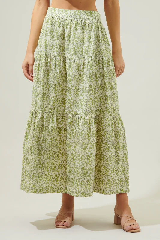 Sales Clothes Baudelaire Floral Desmond Tiered Midi Skirt