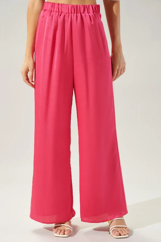 Women's Fashion Clothing Chateau Satin Free Spirit Wide Leg Pants