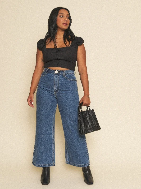 Clothing Brands Wide Leg Flora Pant "39 Length - Dark Denim