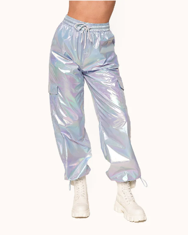 Online Boutique Stores Heaven is a Hologram Iridescent Cargo Pants