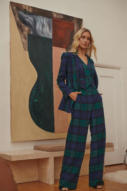 New Arrivals Hudson Plaid Suave Belted Wide Leg Trousers