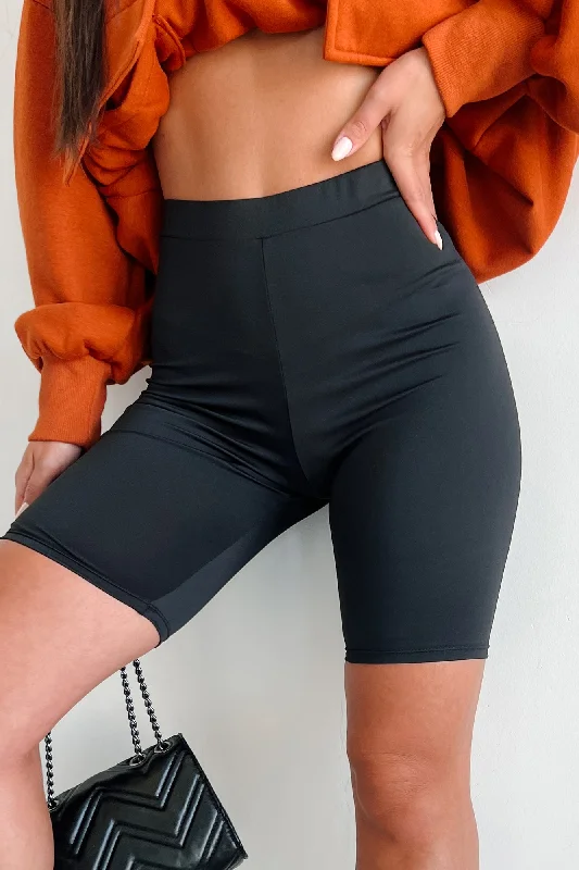 Comfort Centric Apparel Hustle For The Muscle High Waist Biker Shorts (Black)