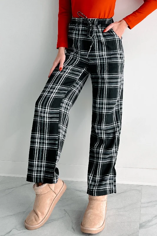 Seasonal Women's Fashion Trends DOORBUSTER I Overslept Plaid Pajama Pants (Black)