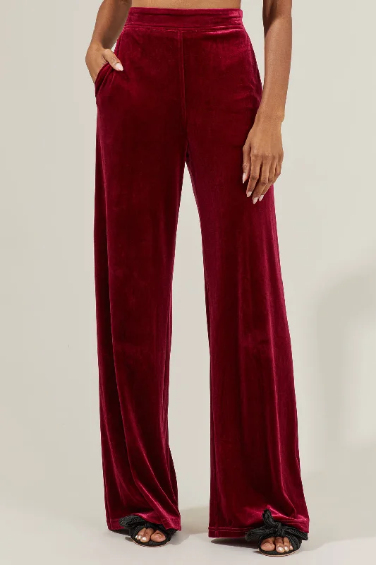 Women's Street Style Casual Wear Lulu Velvet Wide Pants