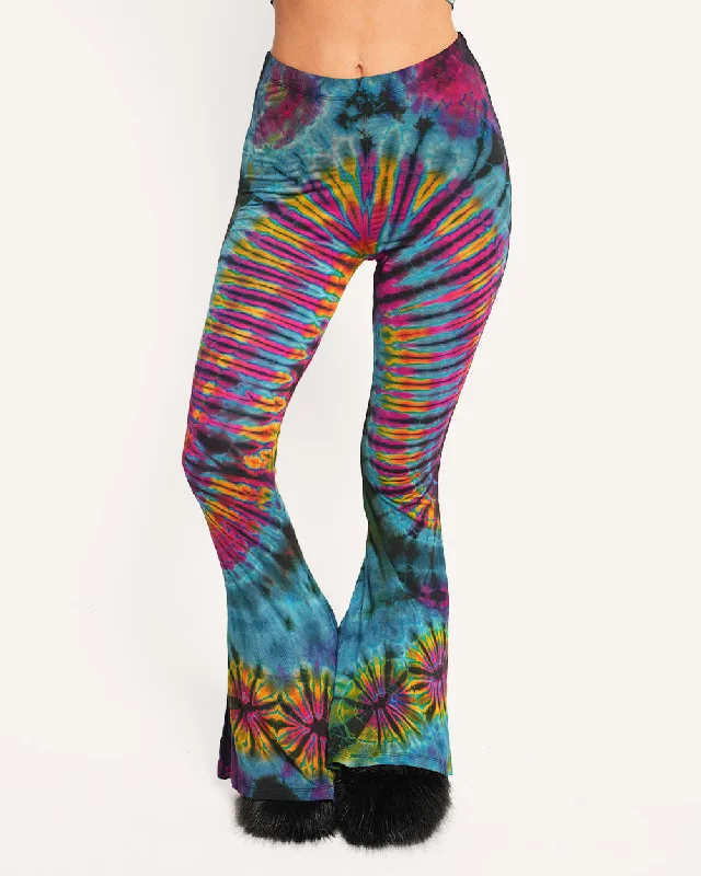 Unleash Your Fashion Neon Abyss Tie Dye Bell Bottom Leggings