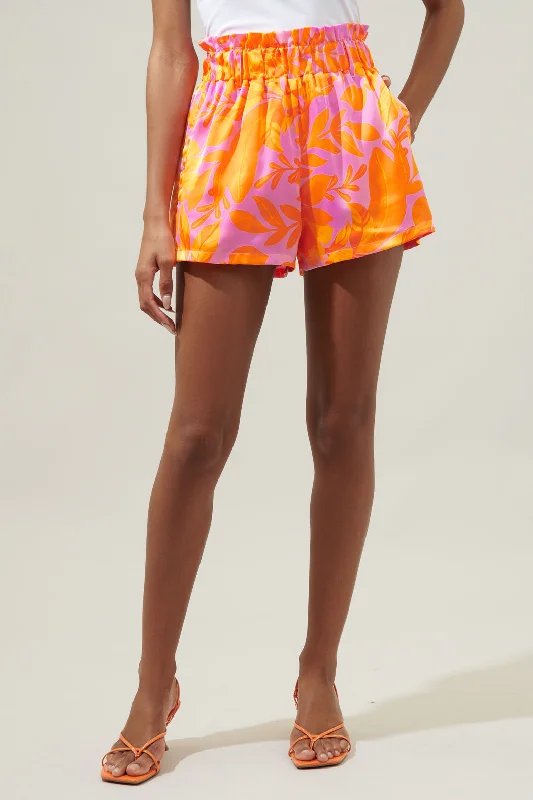 Online Shopping Boutiques Tropicanna Satin Paper Bag Shorts